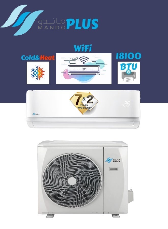 Mando Split Air Conditioner 18100 BTU Cooling and Heat Copper Tube Air Flow From Four Sides  White - Image 1